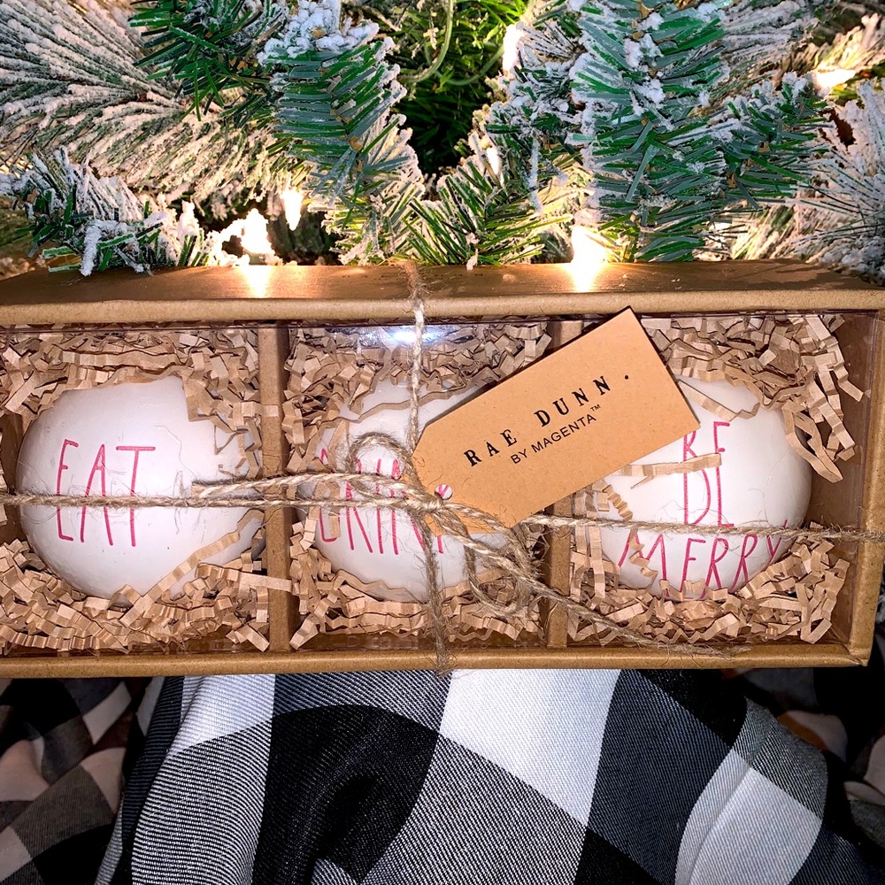 SOLD**Rae Dunn 3 brand new Christmas ornaments